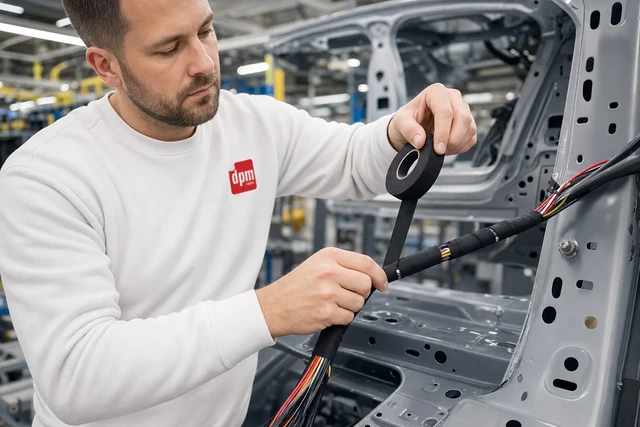 Fasciatura di un cablaggio automotive con nastro tecnico nero