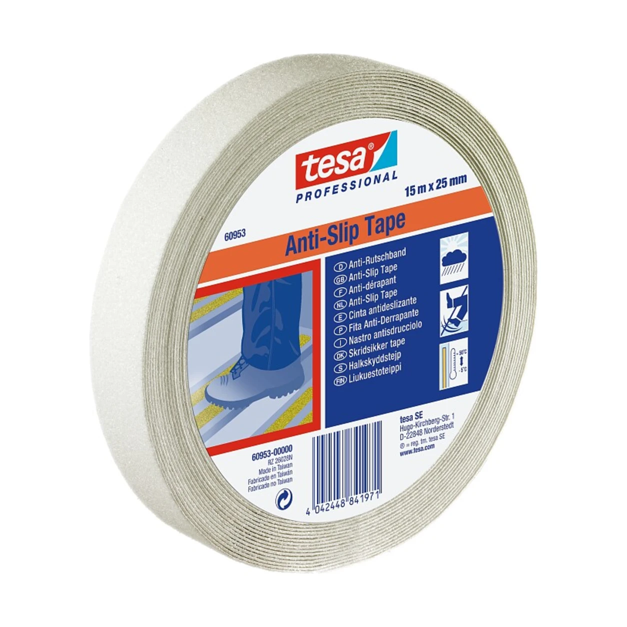 tesa 60953 nastro antiscivolo fluorescente, 25 mm × 15 m